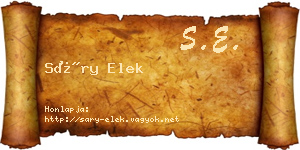 Sáry Elek névjegykártya